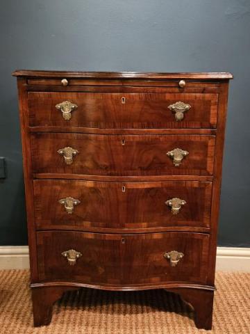 Antique Edwardian Walnut Serpentine Chest of Drawers