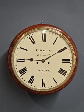 Antique Early Victorian Double Fusee 12" Dial Clock by E. Doball at Robertson St Hastings