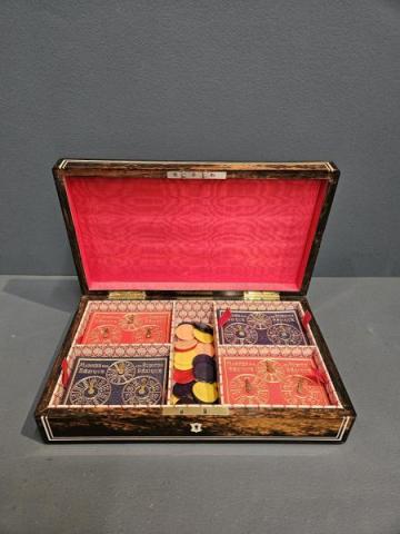 Antique Coromandel Card Box by Lunds of London at Sturmans Antiques boxes for sale