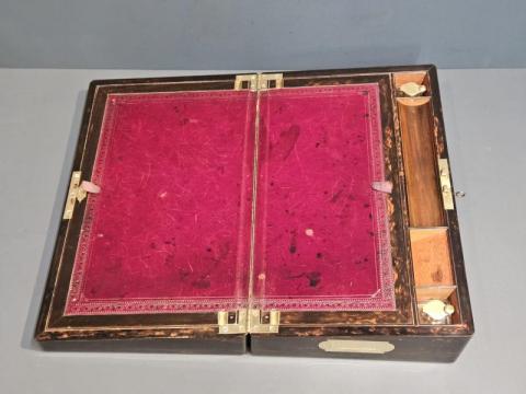 Antique Victorian Coromandel Writing Slope with Secret Drawer