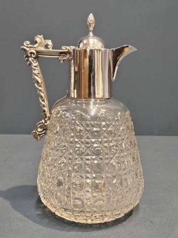 Antique Victorian Silver and Crystal Claret Jug by William Mammatt & Sons of Sheffield