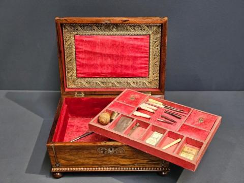 Antique Regency Rosewood Sewing Box 