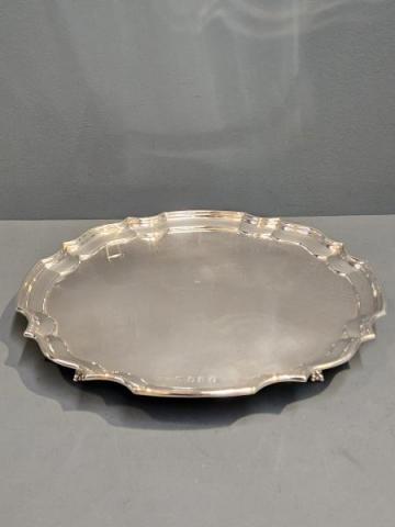 Heavy 13" Dublin Silver Salver at Sturmans Antiques by Jewellery & Metal Manufacturing Company Of Ireland Dublin
