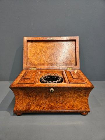 Antique Regency Pollard Oak Tea Caddy