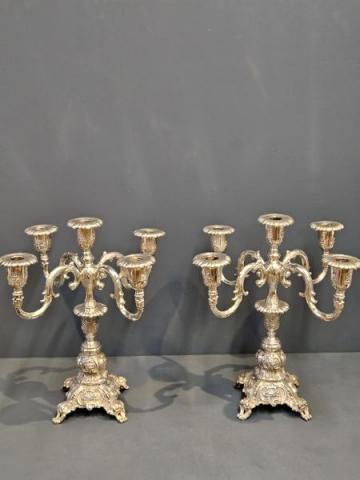 Antique Pair of Large Victorian Silver Plated Candelabra