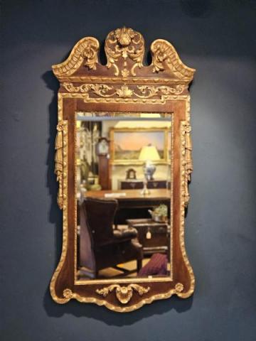 Antique Edwardian Walnut and Timber Gilt Mirror at Sturmans Antiques Mirror for sale