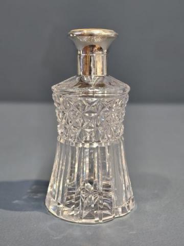 Antique Silver and Enamel Topped Cut Crystal Scent Bottle by Charles Boynton & Sons of Birmingham