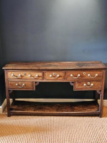 Antique George III Oak Open Pot Board Dresser