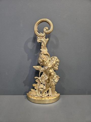 Antique Victorian Cast Brass Cherub Door Stop