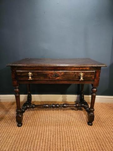 Antique Georgian Oak and Elm Side Table