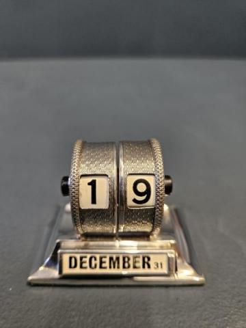 Antique Engine Turned Silver Perpetual Desk Calendar London