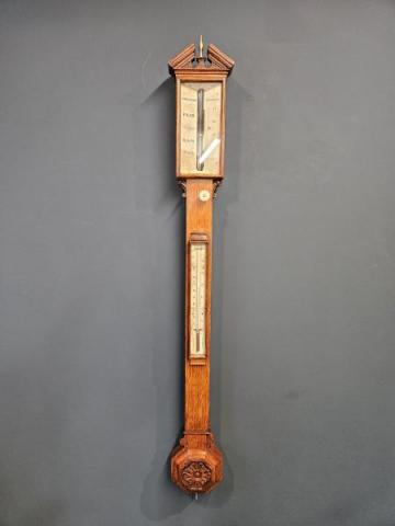 Antique Oak Stick Barometer by Adie & Sons of Edinburgh