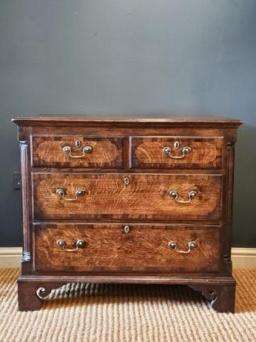 Small George III Antique Country House Oak Chest of Drawers 
