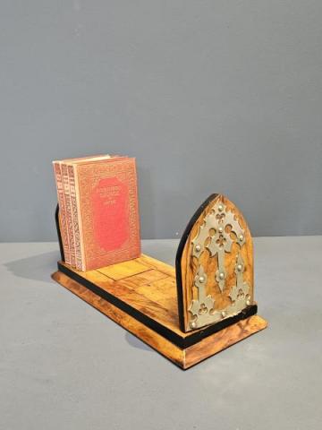 Antique Victorian Brass Trimmed Walnut Book Slide