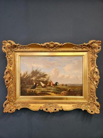 Antique Victorian Oil on Board by Van Leemputten
