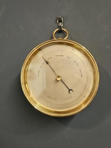 Antique Victorian Marine Barometer with Silvered Dial