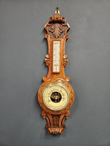 Antique Small Victorian Oak Banjo Barometer at Sturmans Antiques barometer for sale