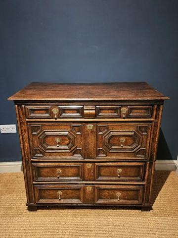 Antique James II Period Oak Geometric Chest