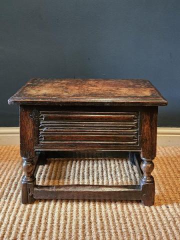 Antique Early Oak Box Stool
