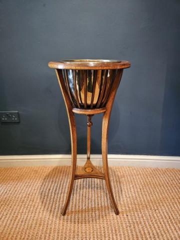 Antique Edwardian Inlaid Mahogany Plant Stand