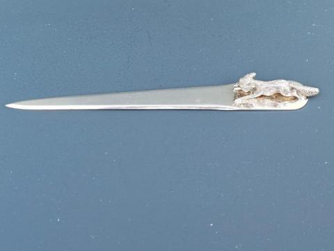 Antique Rare George V Silver Running Fox Bookmark by J.B. Chatterley & Sons of Birmingham 