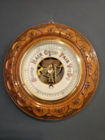 Antique Victorian Walnut Cased Aneroid Barometer