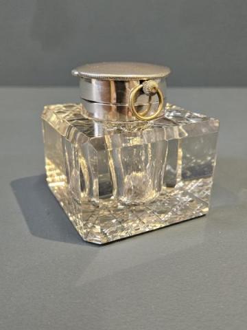 Antique Edwardian Silver Ink Well and Pocket Watch Holder by John Grinsell & Sons of Bimingham