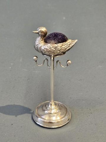 Antique Silver Duck Pin Cushion by Boot Pure Drug Company of Chester
