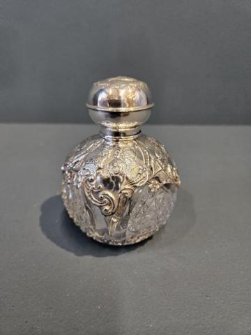 Antique Edwardian Silver Overlaid Scent Bottle
