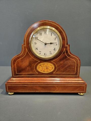 Antique Edwardian Sheraton Inlaid Mantel Clock