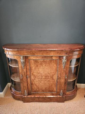 Antique Victorian Inlaid Walnut Credenza
