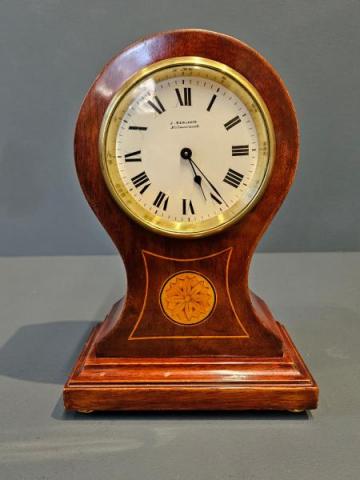 Antique Edwardian Sunflower Inlay Balloon Clock
