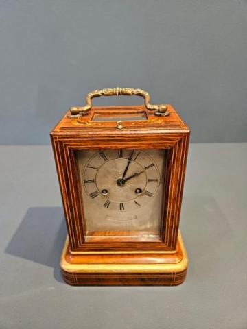 Antique Victorian Inlaid Rosewood Bell Chiming Mantel Clock