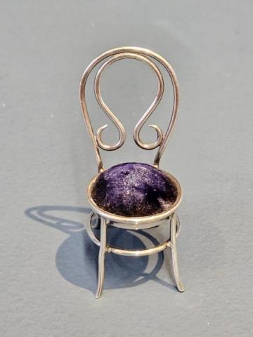 Antique Silver Chair Pin Cushion by Laurence Emanuel of Birmingham