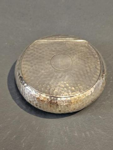 Antique Planished Silver Squeeze Tobacco Box by A & J Zimmerman of Birmingham