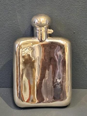 Antique Curved Silver Hip Flask by G & J W Hawksley of Sheffield