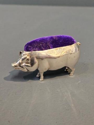Antique Silver Pig Pin Cushion by Aide and Lovekin of Birmingham
