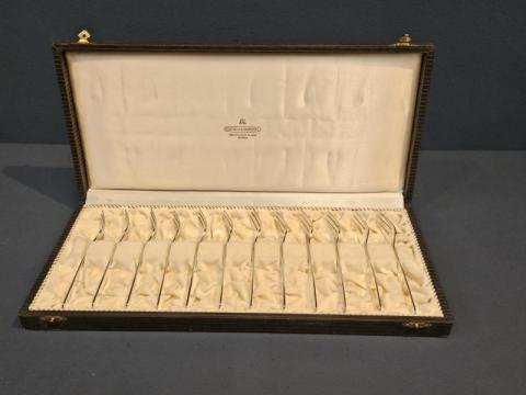Antique Set of 12 Norwegian Silver Pastry Forks by David Anderson
