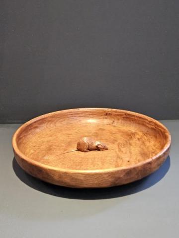 Old Thompson of Kilburn Mouseman Figured Oak Bowl at Sturmans Antiques