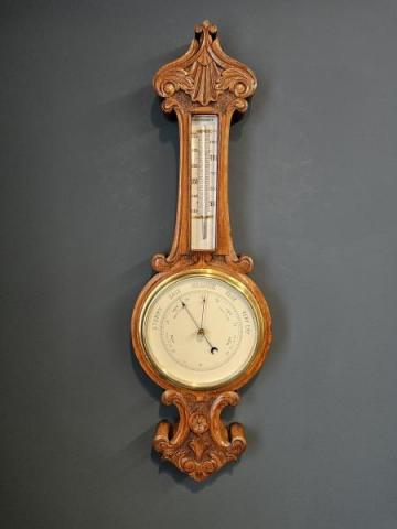 Antique Victorian Small Proportion Banjo Barometer