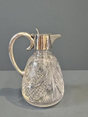 Antique Silver Cut Crystal Claret Jug by Army & Navy Co-operative Society Ltd of London
