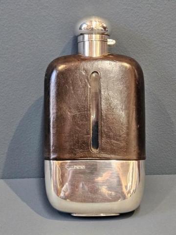 Antique Walker & Hall 1/2 Pint Silver Hip Flask by Walker & Hall of Sheffield at Sturmans Antiques silver and flask for sale