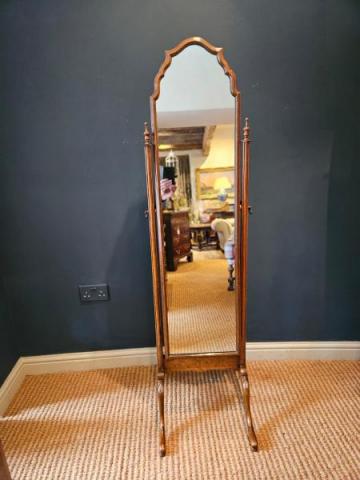 Antique Edwardian Walnut Cheval Mirror