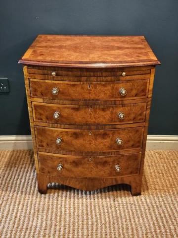 Antique Small proportioned Victorian Burr Walnut Chest with Brushing Slide