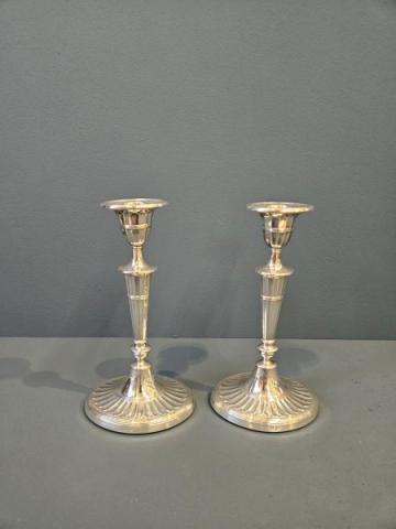 Antique Pair of Victorian Adams Style Silver Candlesticks by Walker & Hall of Sheffield at Sturmans Antiques candlesticks for sale