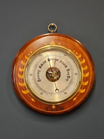 Antique Edwardian Inlaid Mahogany Barometer at Sturmans Antiques barometer for sale