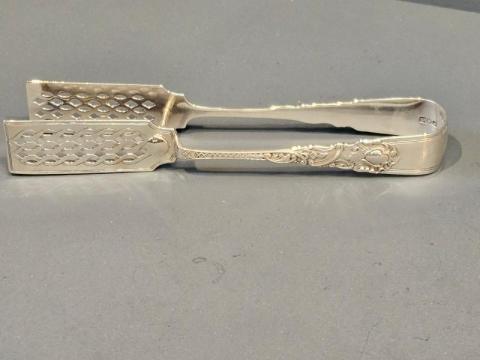 Antiques Pair of Silver Asparagus Tongs by Josiah Williams & Co of London at Sturmans Antiques silver for sale