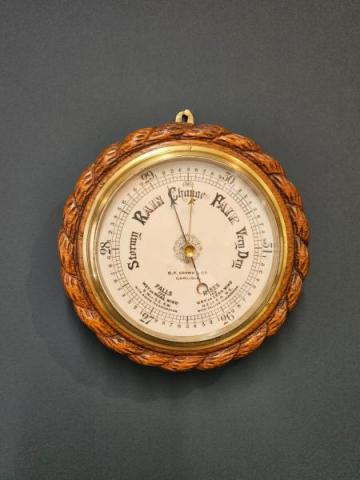Antique Rope Twist Aneroid Barometer by G F Brown of Carlisle at Sturmans Antiques Barometer for sale
