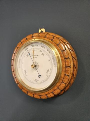 Antique Victorian Petal Carved Oak Barometer at Sturmans Antiques barometers for sale