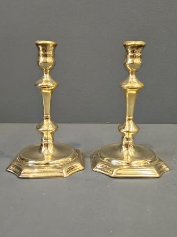 Antique Pair of George III Seemed Brass Candlesticks at Sturmans Antiques candlesticks for sale